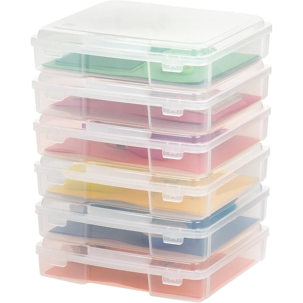 Board Game Storage Craft Organizer Box with Snap-Tight Latch Lid, 6-Pack Portabl